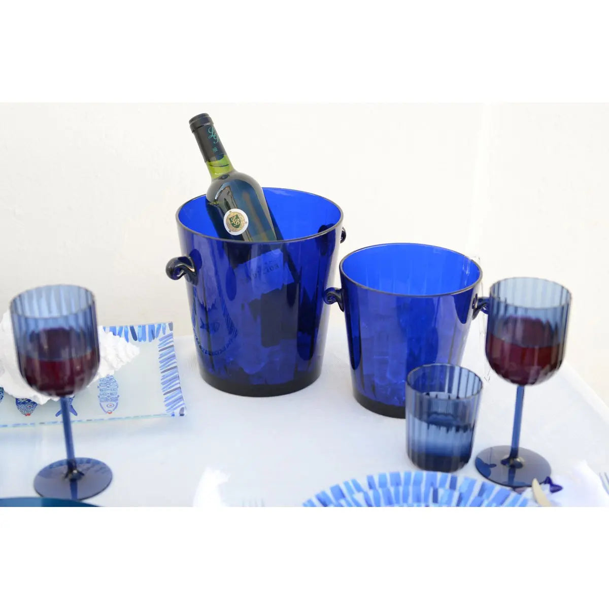 Seau à champagne bleu fonce 20.3x20.3x21.2cm AULICA
