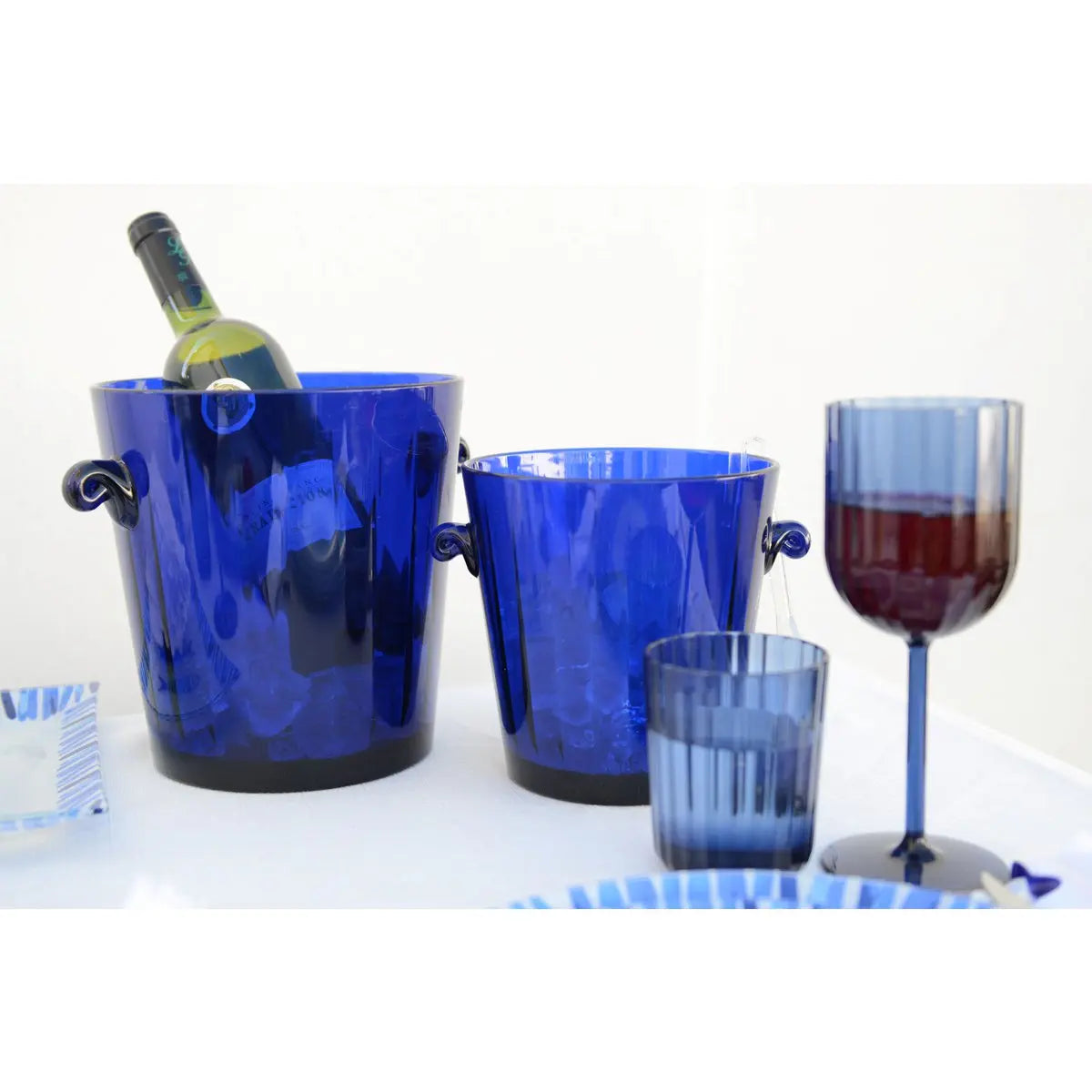 Seau à champagne bleu fonce 20.3x20.3x21.2cm AULICA