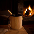 Seau à champagne en bois blanc métal doré 25x30x28cm AULICA