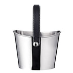 Seau à glace EDZARD Cave à vin Gilbert avec poignée en cuir noir, acier inoxydable nickelé brillant, hauteur 23 cm EDZARD-SHOP.com