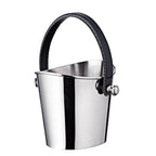 Seau à glace EDZARD Cave à vin Gilbert avec poignée en cuir noir, acier inoxydable nickelé brillant, hauteur 23 cm EDZARD-SHOP.com