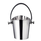 Seau à glace EDZARD Cave à vin Gilbert avec poignée en cuir noir, acier inoxydable nickelé brillant, hauteur 23 cm EDZARD-SHOP.com