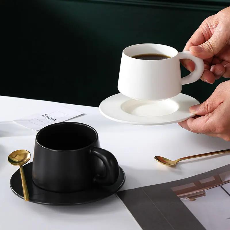 Service Café Nordique Céramique – Set Tasse Soucoupe Cuillère 220ml Dropshipman