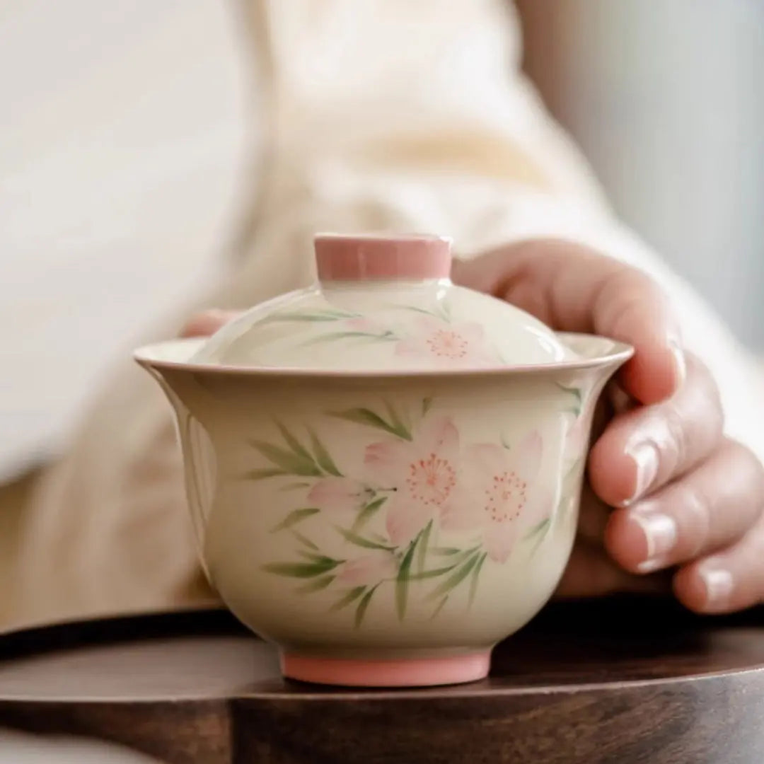 Service Thé Voyage Fleur Pêcher Premium – Dessiné Main Dropshipman