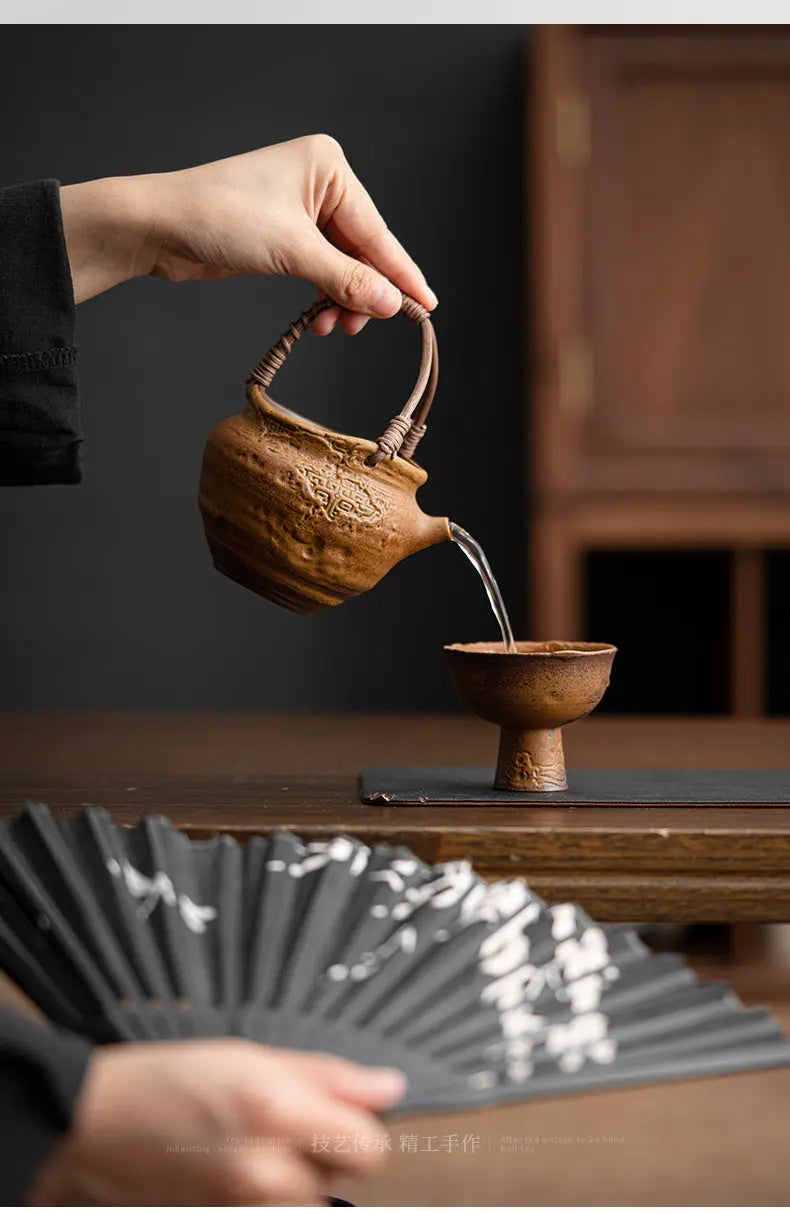 Service Thé traditionnel chinois Kung Fu antique – Théière grès glaçure art du thé Dropshipman