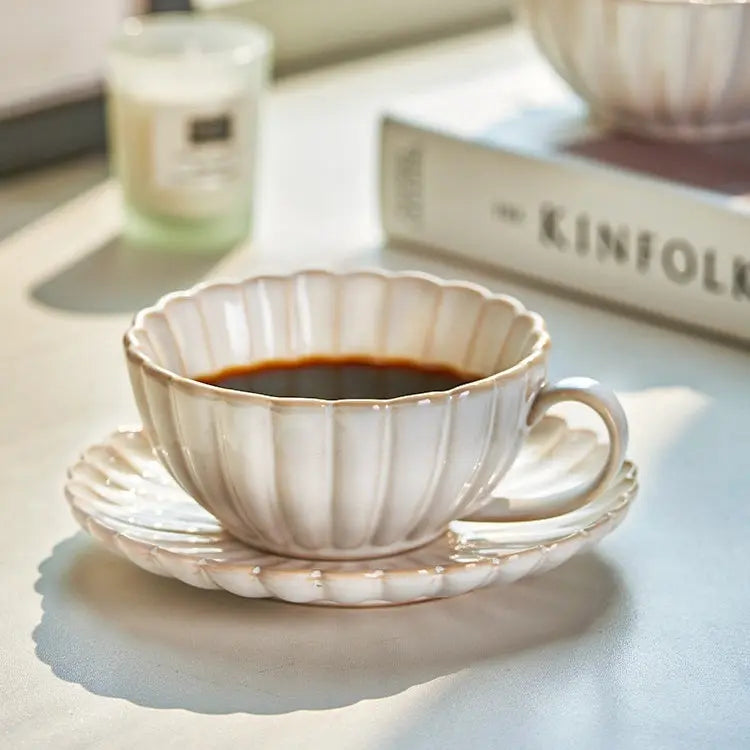 Service café céramique japonais rétro – Set tasse soucoupe porcelaine motifs floraux Dropshipman