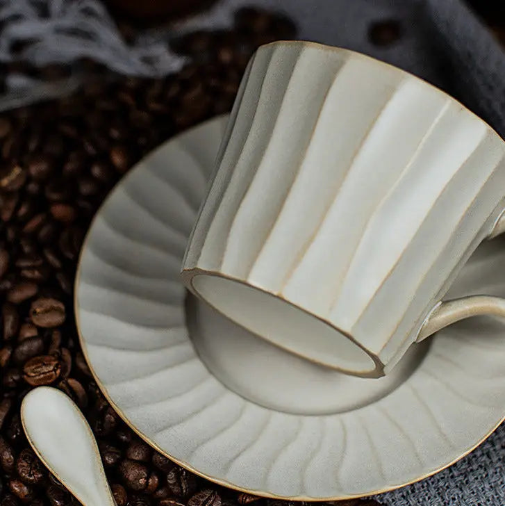 Service café céramique style japonais – Set tasse soucoupe poterie moderne simplicité Dropshipman