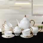 Service café porcelaine fine dorures or – Set thé après-midi 6 tasses style occidental Dropshipman