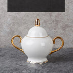 Service café porcelaine fine dorures or – Set thé après-midi 6 tasses style occidental Dropshipman