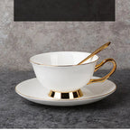 Service café porcelaine fine dorures or – Set thé après-midi 6 tasses style occidental Dropshipman