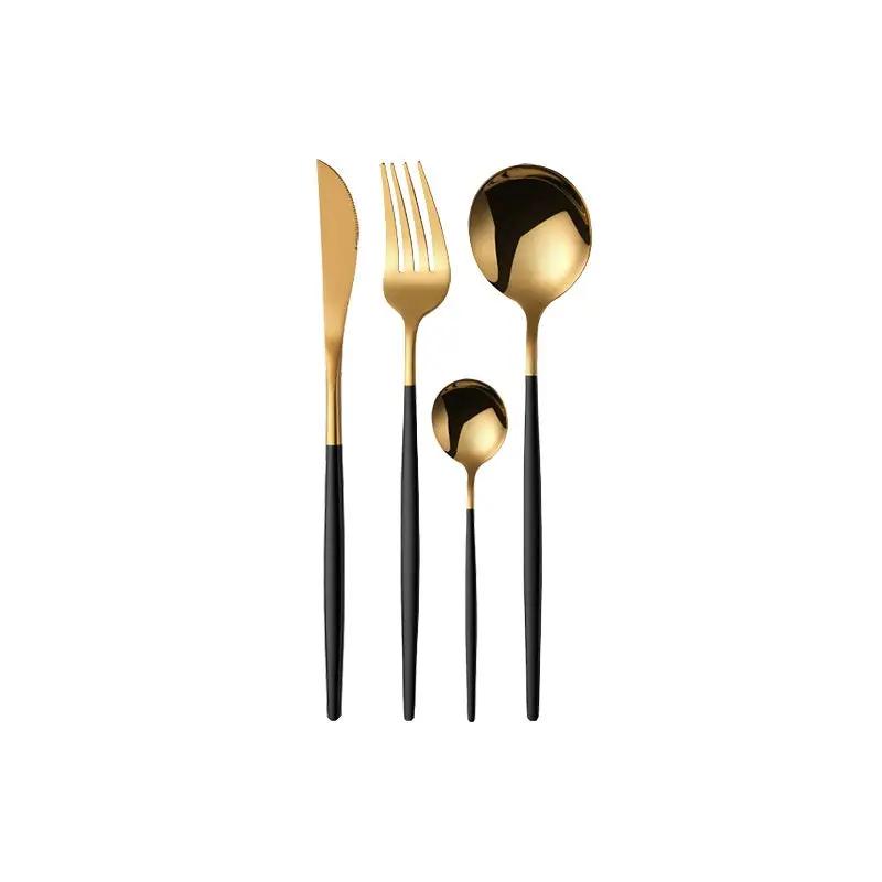 Service couverts acier inoxydable couteaux fourchettes 24 pièces – Coffret cadeau plaqué titane moderne Dropshipman