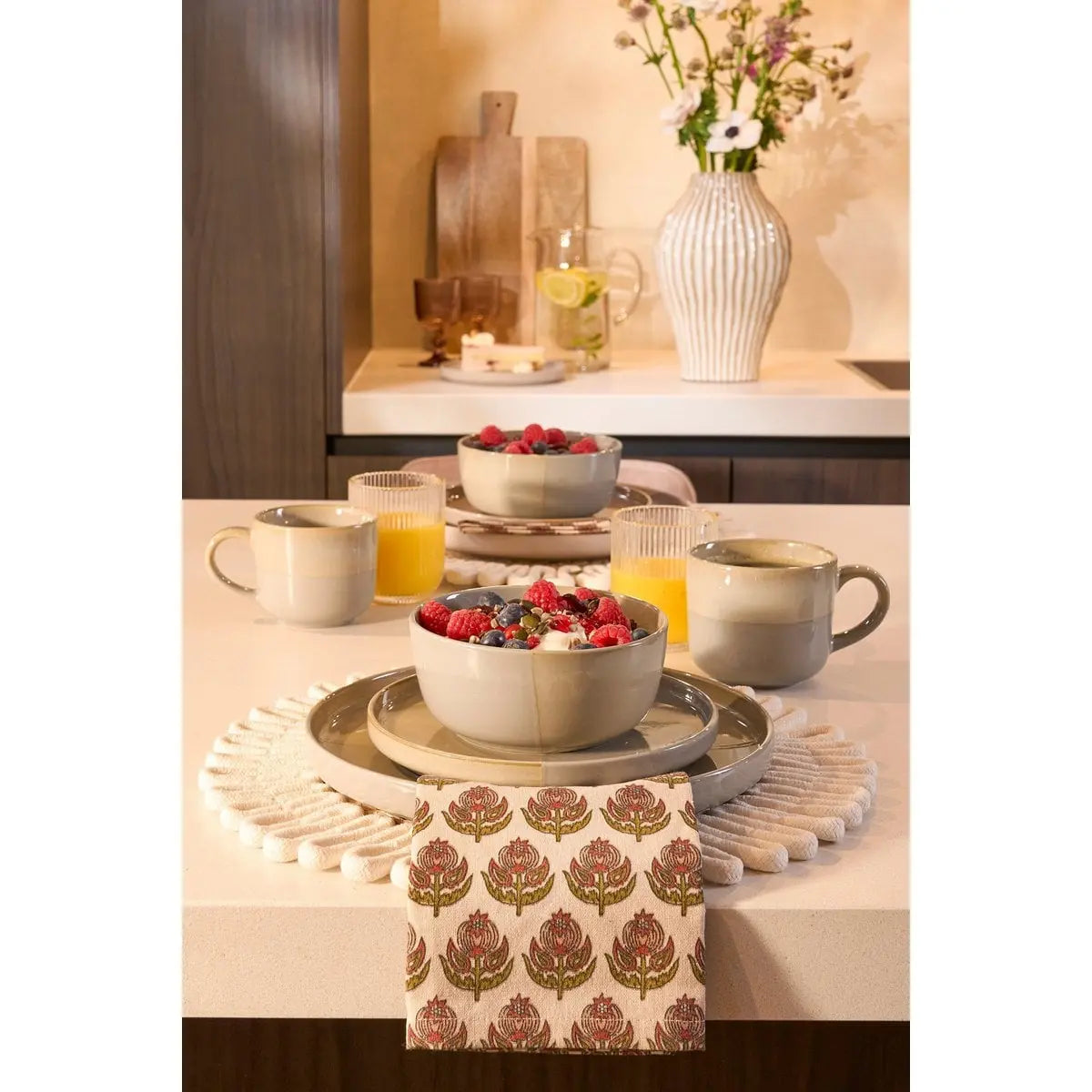 Service de vaisselle Ozzu Gris Mica Decorations