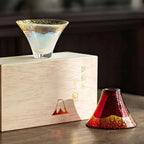 Service saké Mont Fuji traditionnel japonais – Tasses thé verre dorure feuille or domestique 220ml Dropshipman