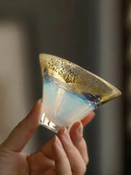 Service saké Mont Fuji traditionnel japonais – Tasses thé verre dorure feuille or domestique 220ml Dropshipman