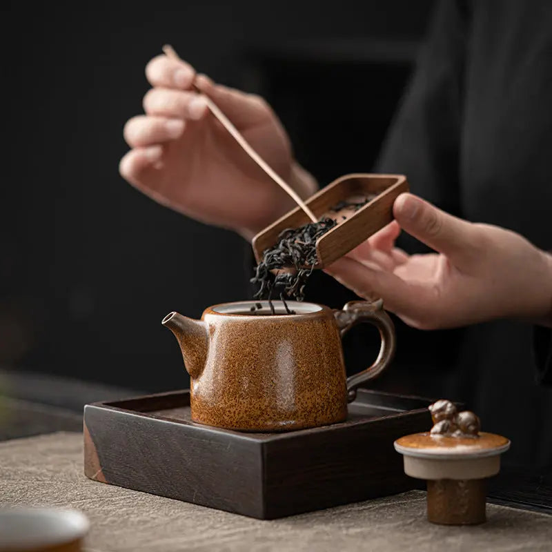 Service thé Kung Fu salon réception  – Théière céramique anse dragon glaçure antique Dropshipman