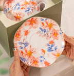 Service thé porcelaine fine style pastoral français – Coffret artisanal traditionnel Dropshipman