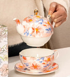 Service thé porcelaine fine style pastoral français – Coffret artisanal traditionnel Dropshipman