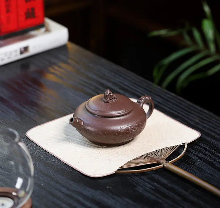 Service thé traditionnel chinois artisanal sable violet Kung Fu fait main – Théière argile violette luxe doux rétro art du thé Dropshipman