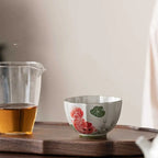 Service thé traditionnel chinois peint main herbe bois gris Kung Fu – Tasses céramique doux adorables guérisseurs art du thé Dropshipman