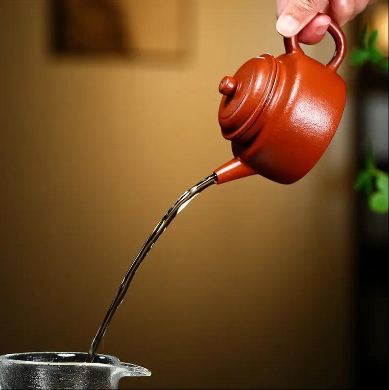 Service thé traditionnel chinois sable cinabre Dezhong Kung Fu – Théière sable violet peint main Dropshipman