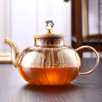 Service thé verre rayé séparation eau – Théière borosilicate acier inoxydable couvercle bois Dropshipman