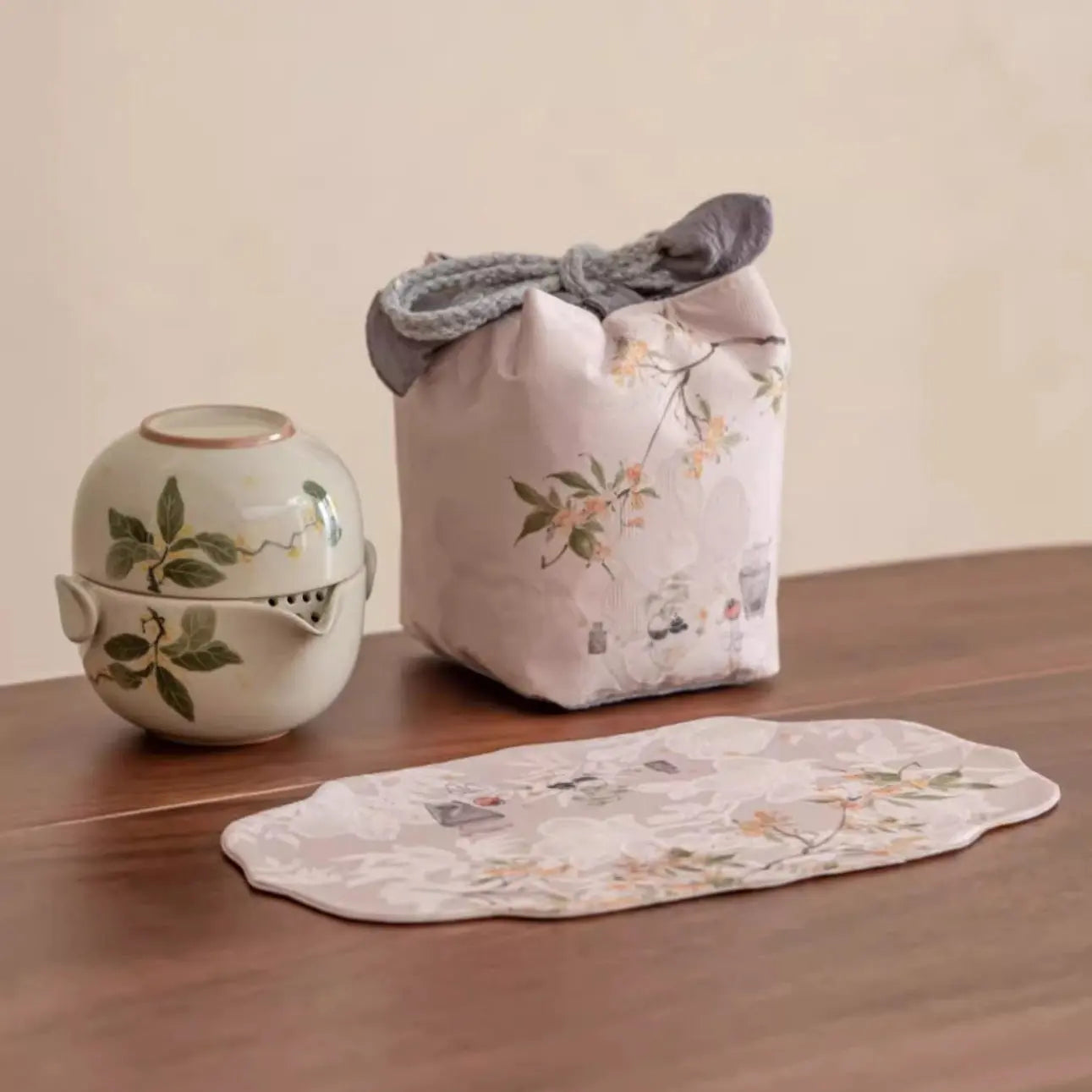 Service thé voyage Osmanthus peint à la main – Set théière tasses céramique portable fleurs Dropshipman