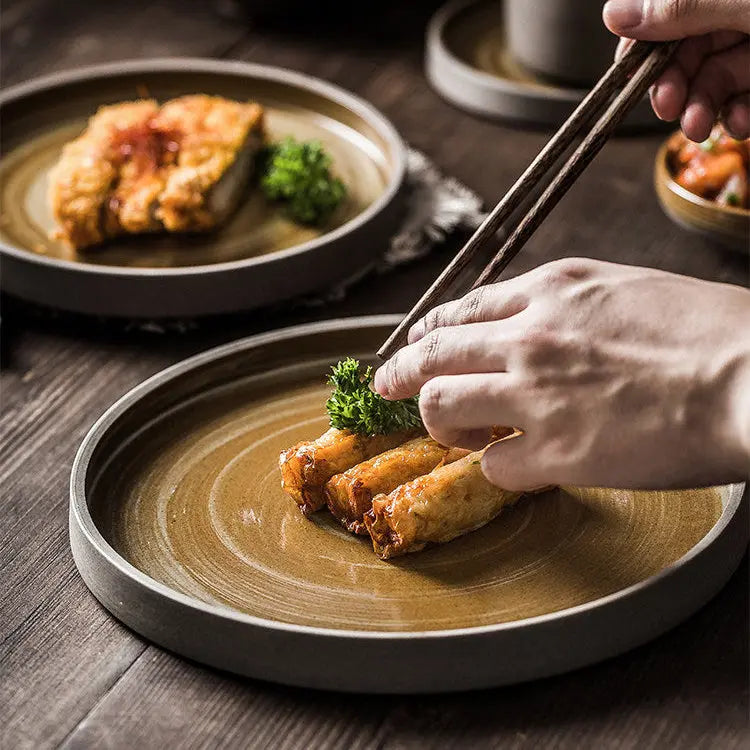 Service vaisselle céramique antique – Set assiettes bols style japonais rétro rustique Dropshipman