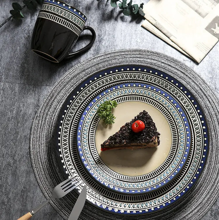 Service vaisselle céramique européen – Set relief Bohemia restaurant assiettes bols tasses Dropshipman