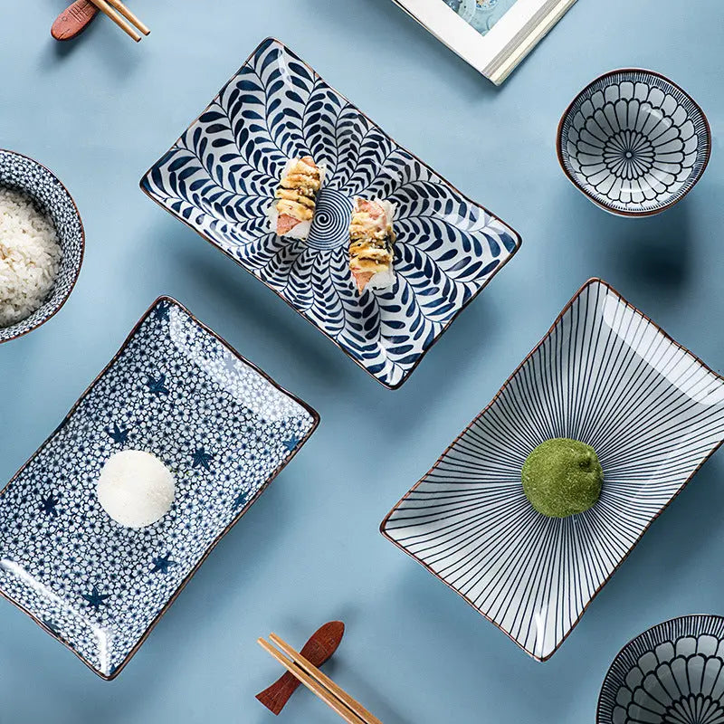 Service vaisselle japonais bleu blanc bol riz céramique – Set table traditionnel Dropshipman