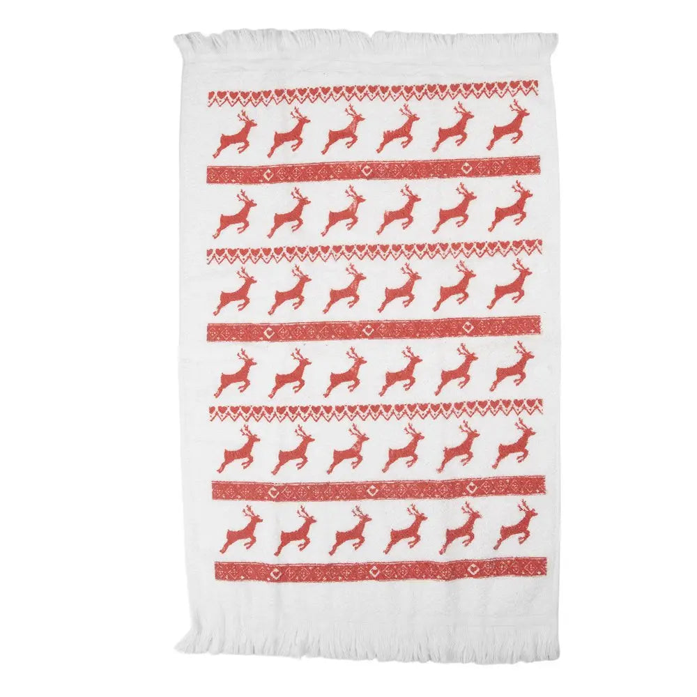 Serviette invitée 40x66 cm de cerf de coton blanc Clayre & Eef.