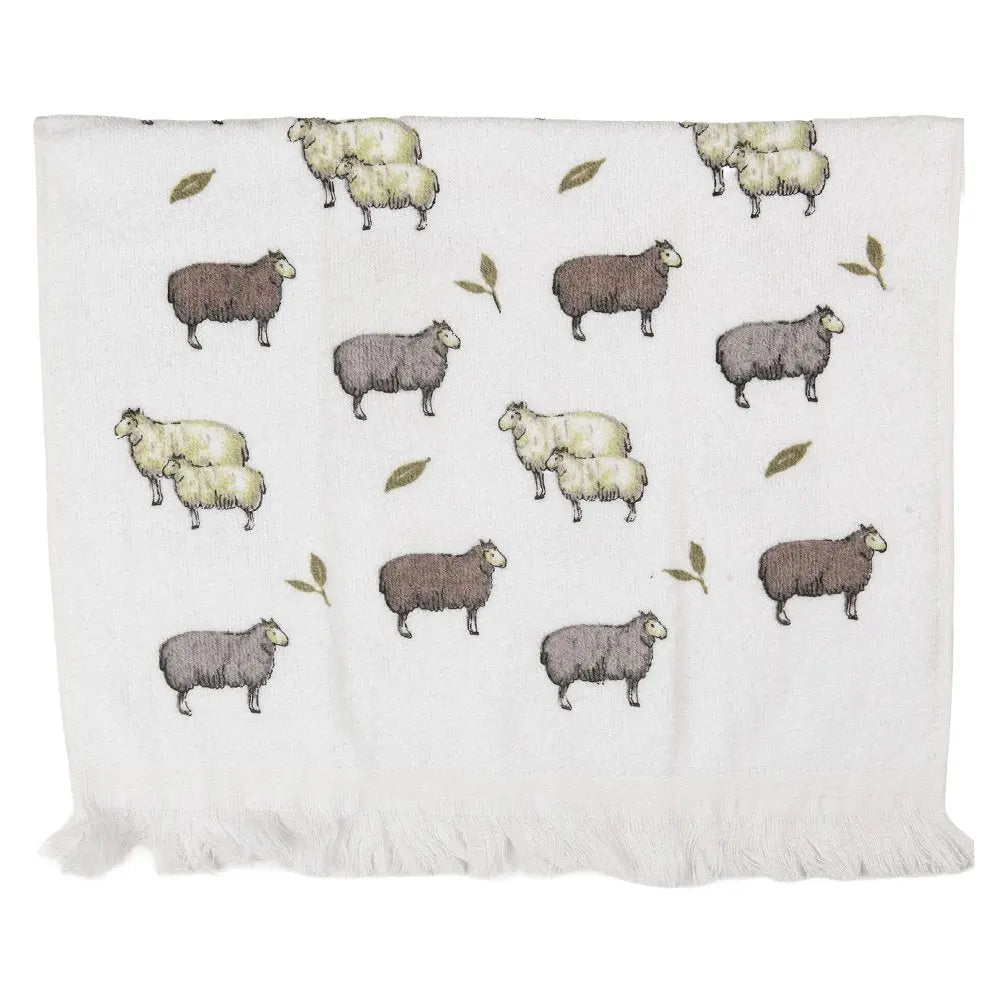 Serviette invitée 40x66 cm mouton de coton blanc Clayre & Eef.