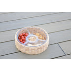 Set apéritif 3 compartiments en rotin 28x28x8cm AULICA