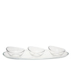 Set apéritif de 3 coupelles sur plateau transparent 41cm AULICA