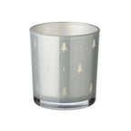 Set de 2 verres à bougies chauffe-plat Tani (hauteur 8 cm, ø 7 cm), gris, lanterne avec motif sapin EDZARD-SHOP.com