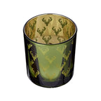 Set de 2 verres à bougies chauffe-plat Ted (hauteur 8 cm, ø 7 cm), extérieur vert / intérieur or, lanterne motif cerf EDZARD-SHOP.com