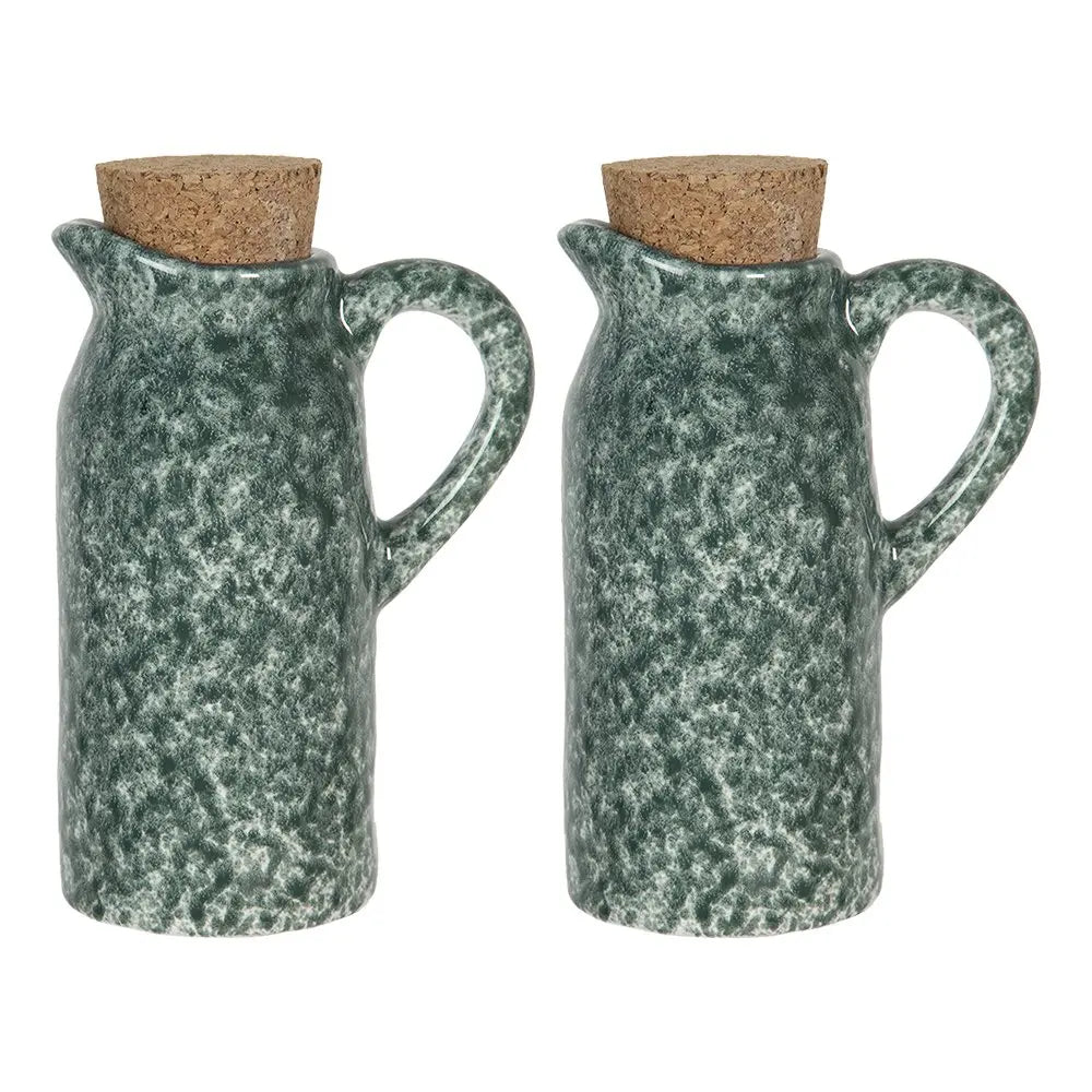 Set huile et vinaigre lot de 2 Vert 8x6x14 cm Clayre & Eef.