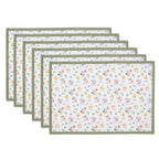Sets de table Lot de 6 48x33 cm Fleurs en coton blanc vert Clayre & Eef.