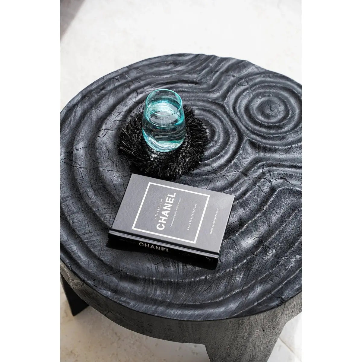 Sous-verre en raphia à franges - Noir Bazar Bizar Living