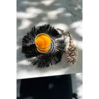 Sous-verre en raphia à franges - Noir Bazar Bizar Living