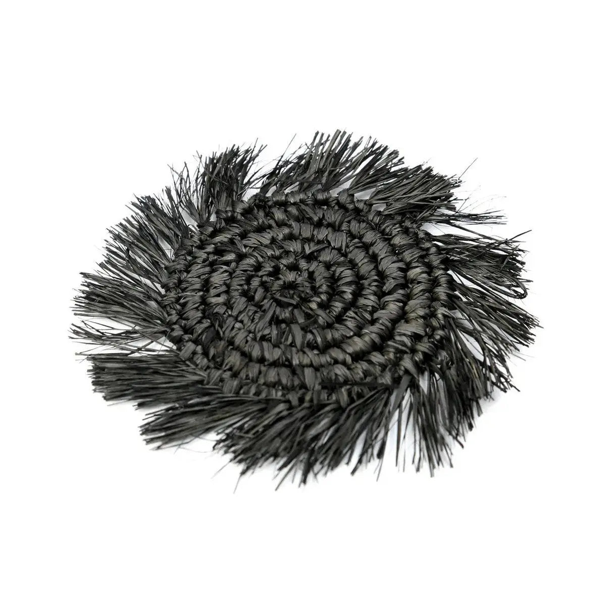 Sous-verre en raphia à franges - Noir Bazar Bizar Living