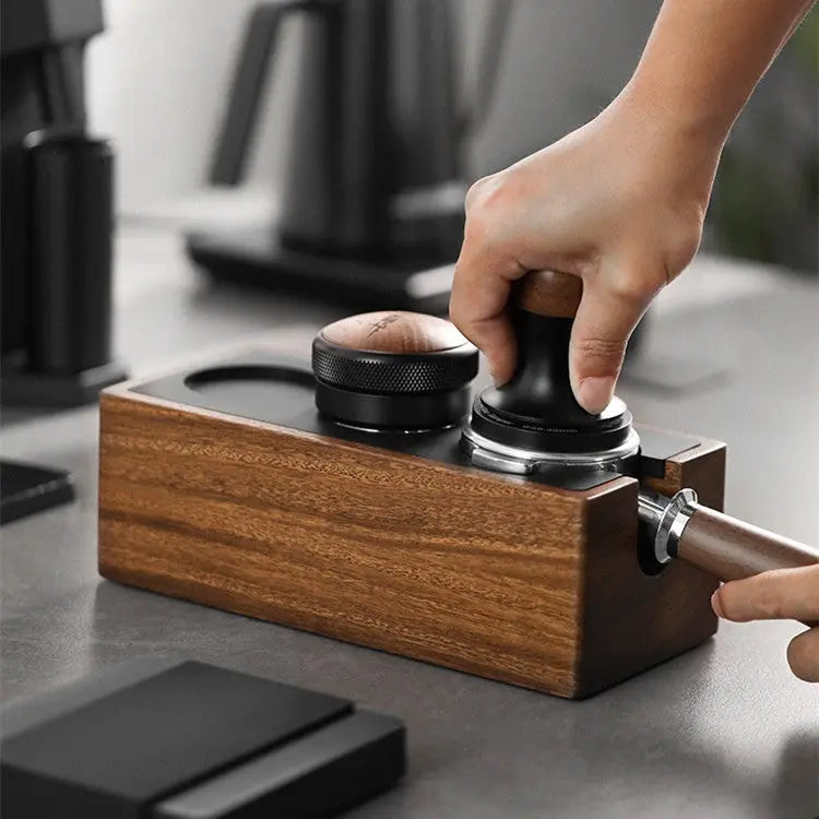 Support Tamper Café Noyer Premium – Station Barista Multifonction 51-58mm Dropshipman