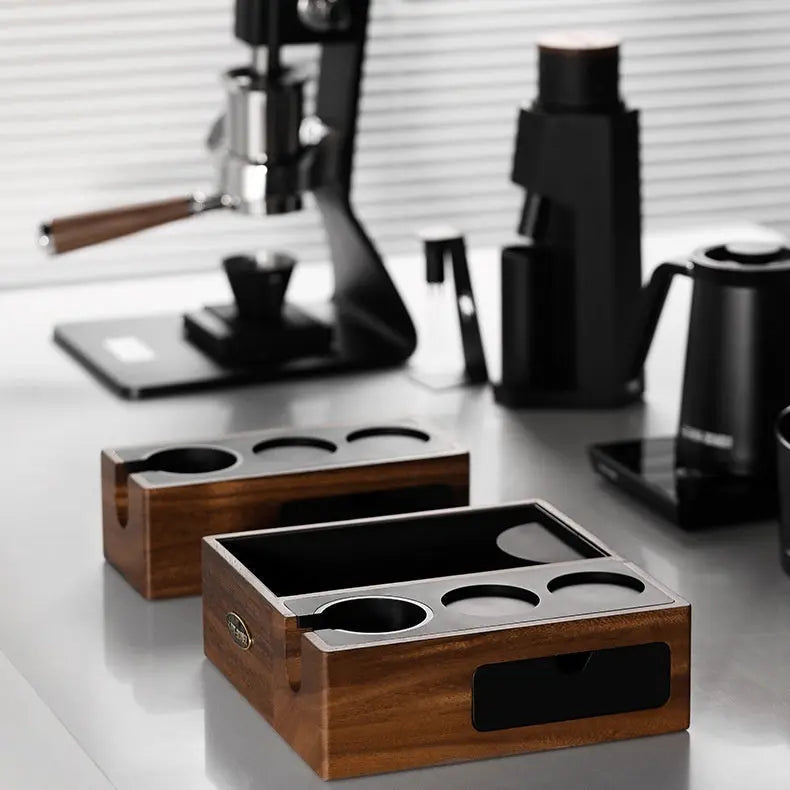 Support Tamper Café Noyer Premium – Station Barista Multifonction 51-58mm Dropshipman