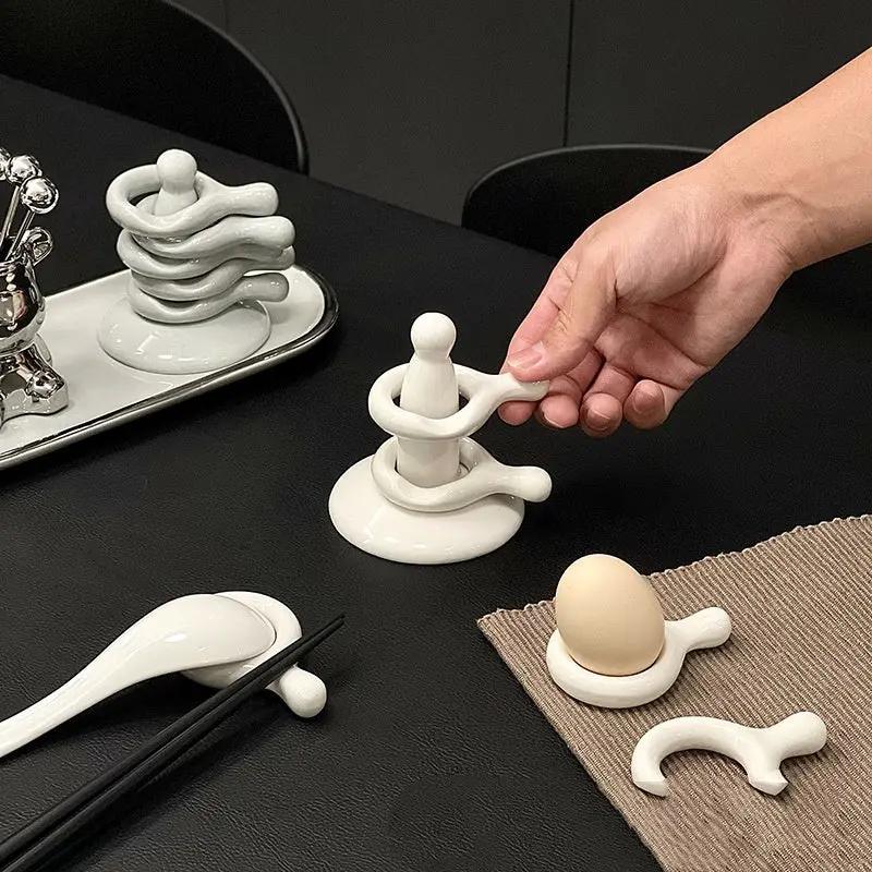 Support baguettes céramique créatif chinois – Porte-baguettes artisanal traditionnel Dropshipman