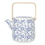 TEAPOT 800 ml du thé de fleurs en porcelaine blanche bleue Clayre & Eef.