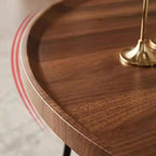 Table Basse Café Géométrique Créative Fer Bois Noyer–Design Nordique Multifonction Salon 50-80cm Dropshipman