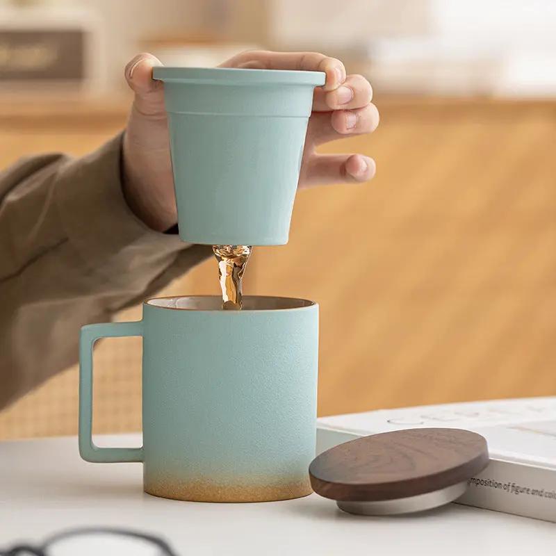 Tasse Eau Filtrée Couverte Céramique – Gobelet Filtrant Office Dropshipman