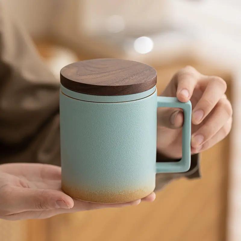 Tasse Eau Filtrée Couverte Céramique – Gobelet Filtrant Office Dropshipman