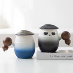 Tasse Thé Élégante Panda Héros Couvercle Filtre – Mug Céramique Poignée Bois Bureau 401-500ml Dropshipman