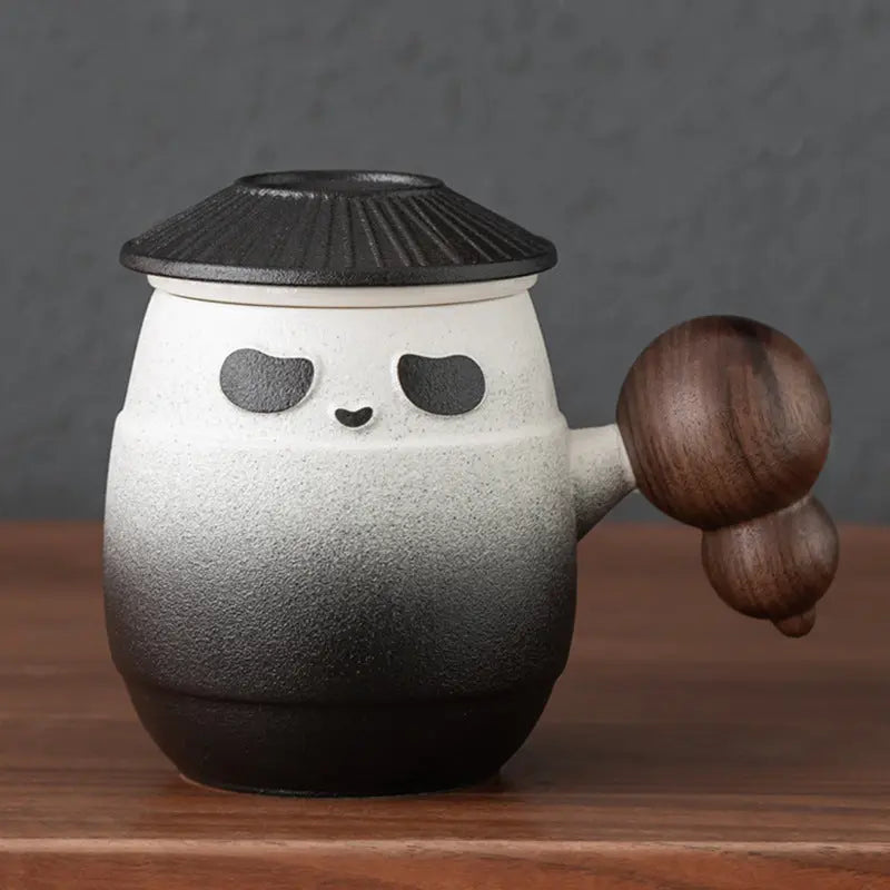 Tasse Thé Élégante Panda Héros Couvercle Filtre – Mug Céramique Poignée Bois Bureau 401-500ml Dropshipman