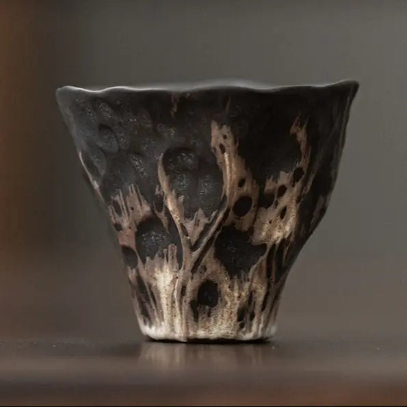 Tasse Thé Grès Artisanale – Motifs Organiques Écorce Naturelle Zen Dropshipman